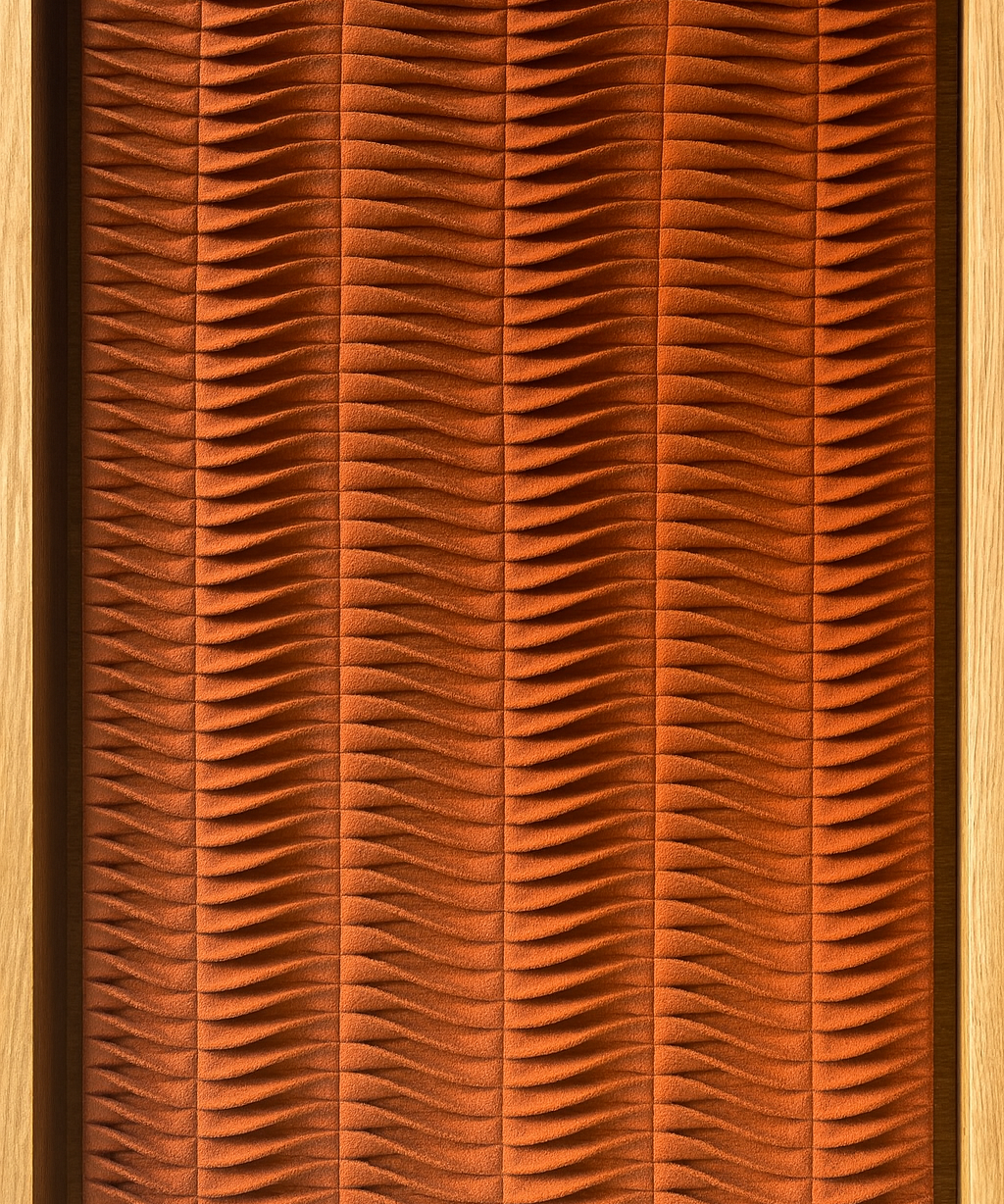 Cuadro artesanal Morichal Eclectic Orange de MORISQUETA en lana hecha a mano con tono naranja intenso