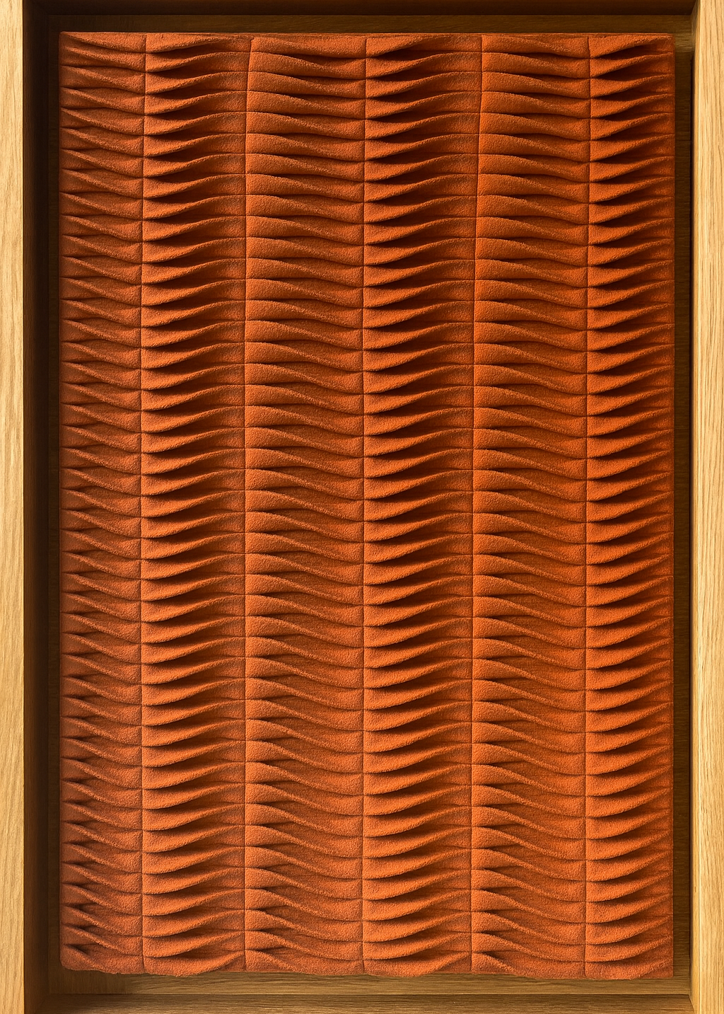 Cuadro artesanal Morichal Eclectic Orange de MORISQUETA en lana hecha a mano con tono naranja intenso