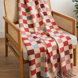 Manta artesanal Tramo de MORISQUETA en lana hecha a mano con diseño geométrico y tonos cálidos