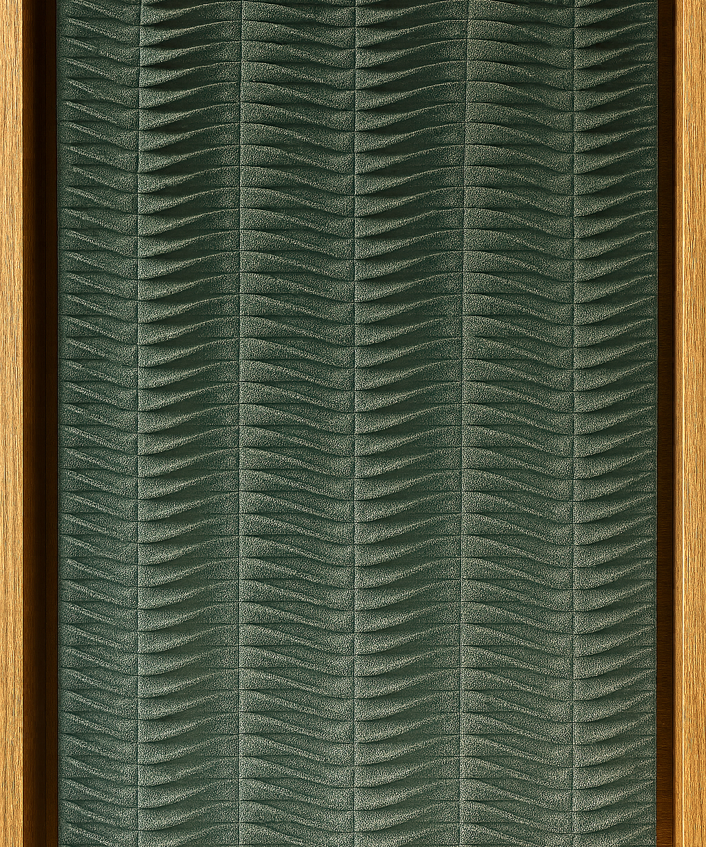 Cuadro artesanal Morichal Hinoki de MORISQUETA en lana hecha a mano con tono verde plateado sereno