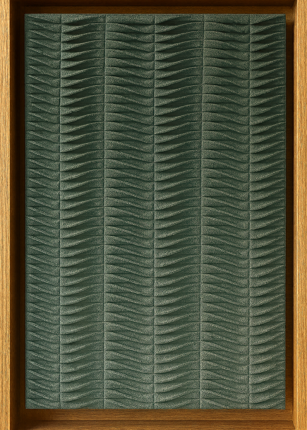 Cuadro artesanal Morichal Hinoki de MORISQUETA en lana hecha a mano con tono verde plateado sereno