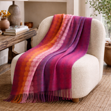 Manta Orbit en lana 100 % hecha a mano con patrón rítmico y colorido