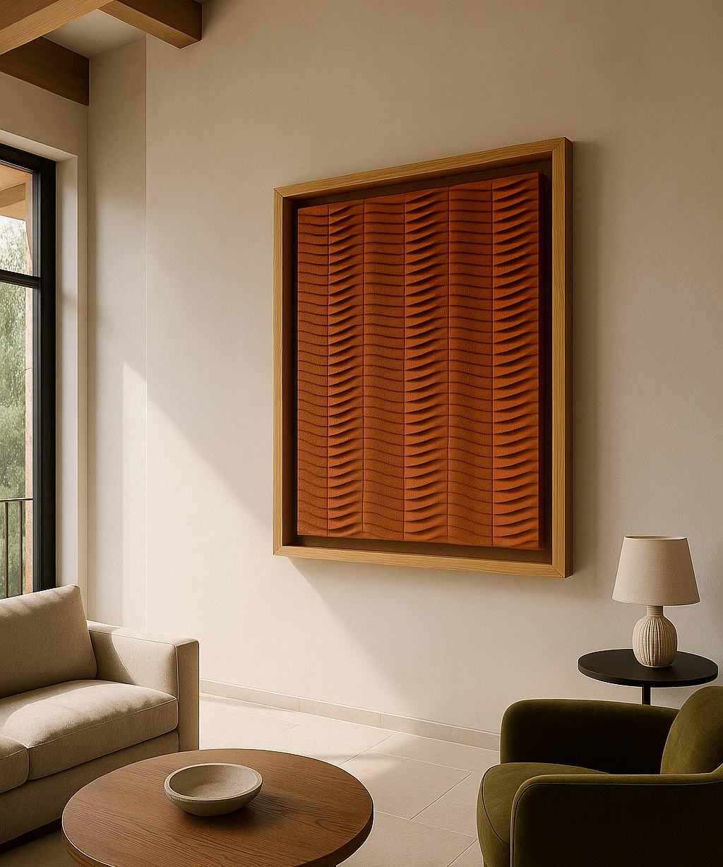 Cuadro decorativo vibrante Morichal Eclectic Orange para interiores contemporáneos