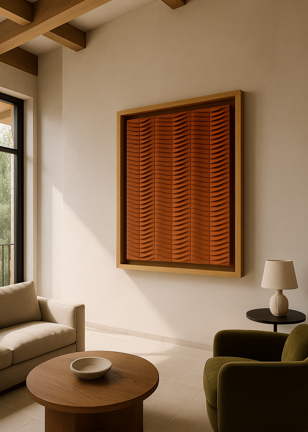 Cuadro decorativo vibrante Morichal Eclectic Orange para interiores contemporáneos